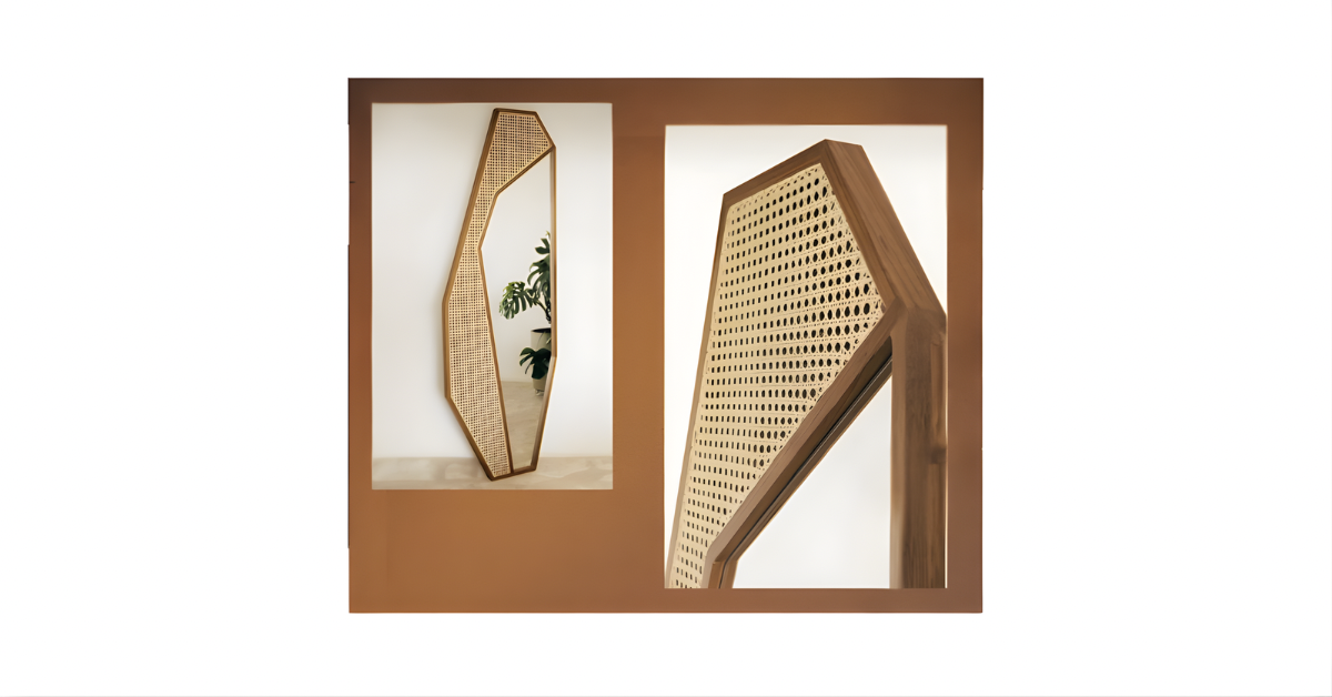 Solid Wood & Rattan Floor Mirror thumbnail 2
